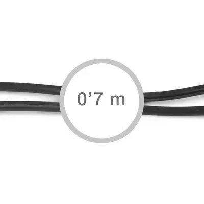 Cabo áudio com conectores RCA vermelho e branco e etiqueta 0,7 m