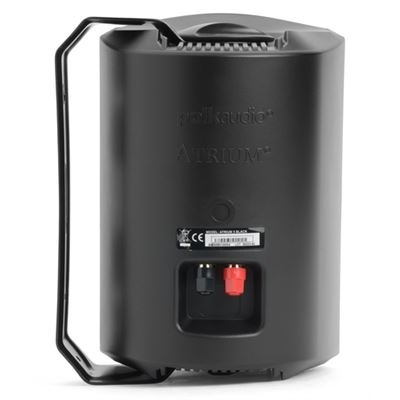 Coluna de som preta pro/koustic ATRIUM vista traseira com botões e conectores