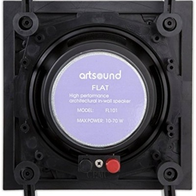 Coluna embutida de parede ARTSOUND FLAT, modelo FL101, potência 10-70 W, estrutura preta