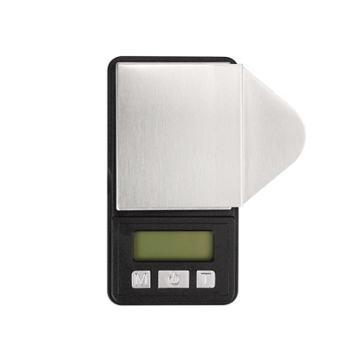 Balança digital de bolso com visor LCD e tampa metálica