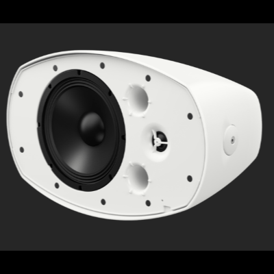 Coluna acústica branca com cone preto e tweeter