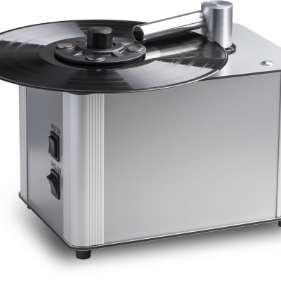 Máquina de limpeza para discos de vinil com disco preto