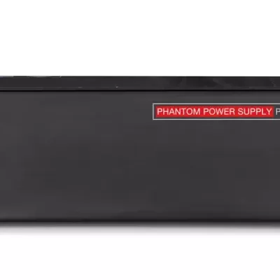 Fonte de alimentação phantom power Fonestar PH-3 preta com interruptor vermelho
