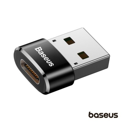 Adaptador Baseus USB tipo A para USB tipo C preto e prateado