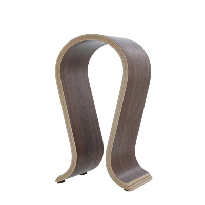Suporte de headphone em madeira castanha escura curvada