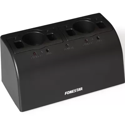 Carregador duplo preto FONESTAR com LEDs vermelhos