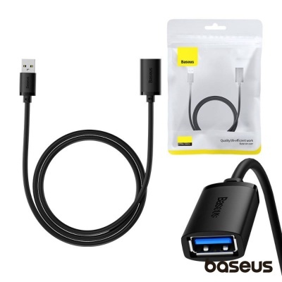 Cabo de extensão USB preto Baseus com embalagem