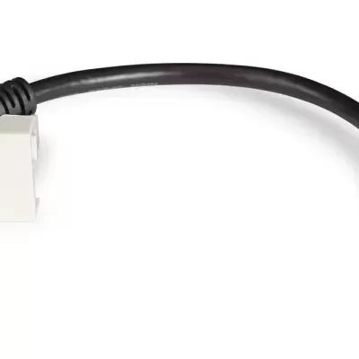 Adaptador HDMI com placa de montagem branca e cabo preto
