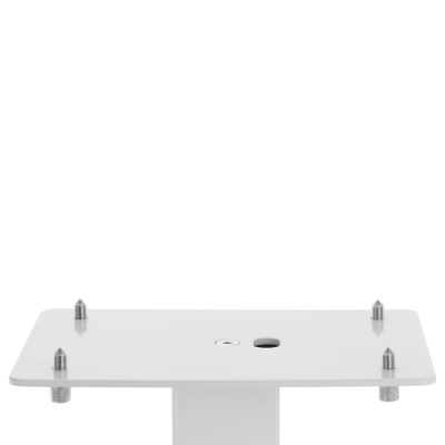 base metálica branca com parafusos e orifícios