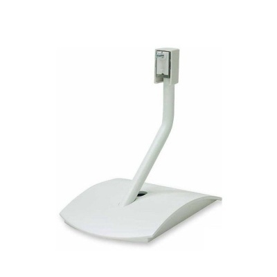 Suporte branco para auscultadores com base larga e haste curva