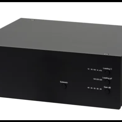 Amplificador Avalon Phono Box DS2 preto com botões e indicadores LED