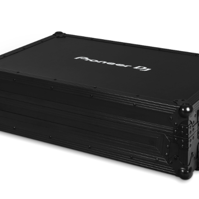 Mala preta retangular de transporte com texto Pioneer DJ