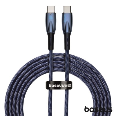 Cabo Baseus USB-C azul com conetores metálicos