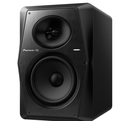 Coluna de som preta para DJ Pioneer Dj com dois altifalantes e LED branco