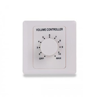 Controlador de volume branco com botão numerado de 0 a 10