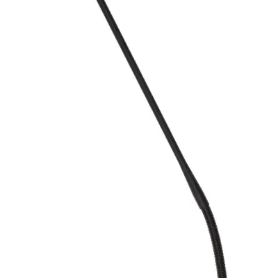 Microfone preto com haste flexível e base com texto FONESTAR