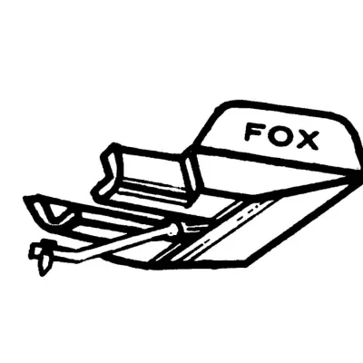 Desenho preto e branco de âncora para neve com texto FOX