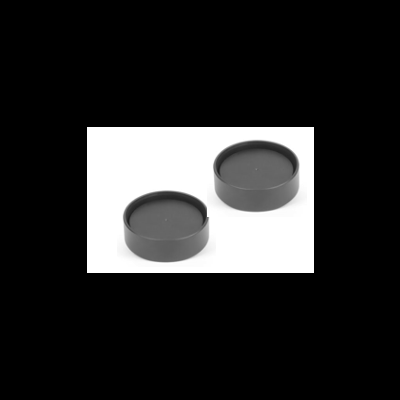 Dois recipientes redondos pretos com tampas.