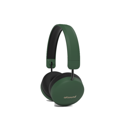 Headphones verdes escuros e pretos com logótipo artsound.