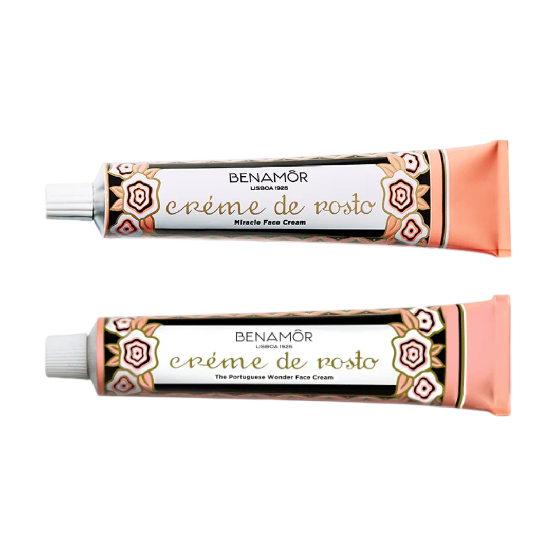 Benamôr - Creme de Rosto Tubo de creme de rosto Benamôr com design floral em tons rosa e branco