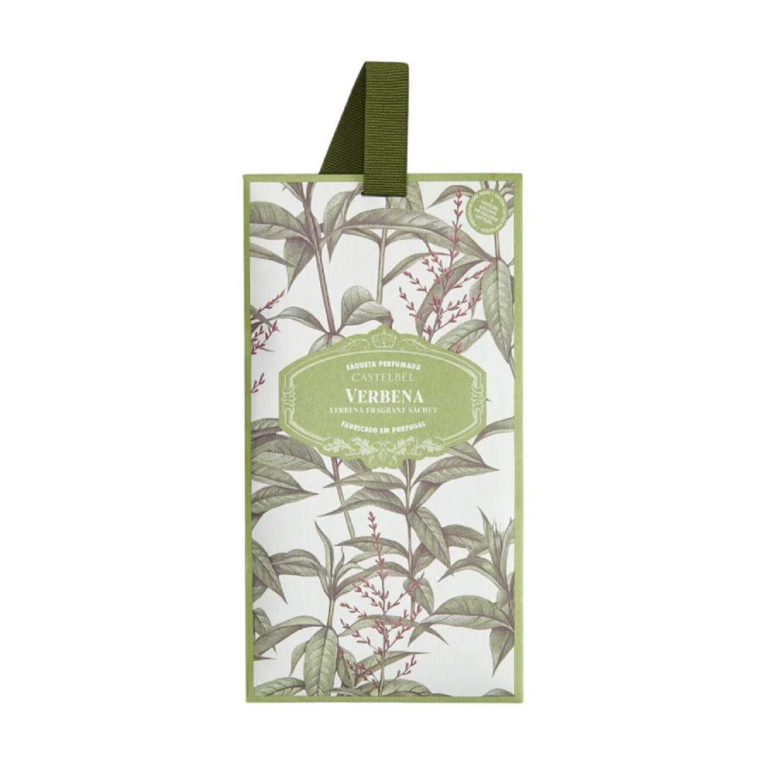 Castelbel - Saqueta Perfumada Verbena Saco perfumado Castlebell Verbena com padrão de folhas verdes e vermelhas