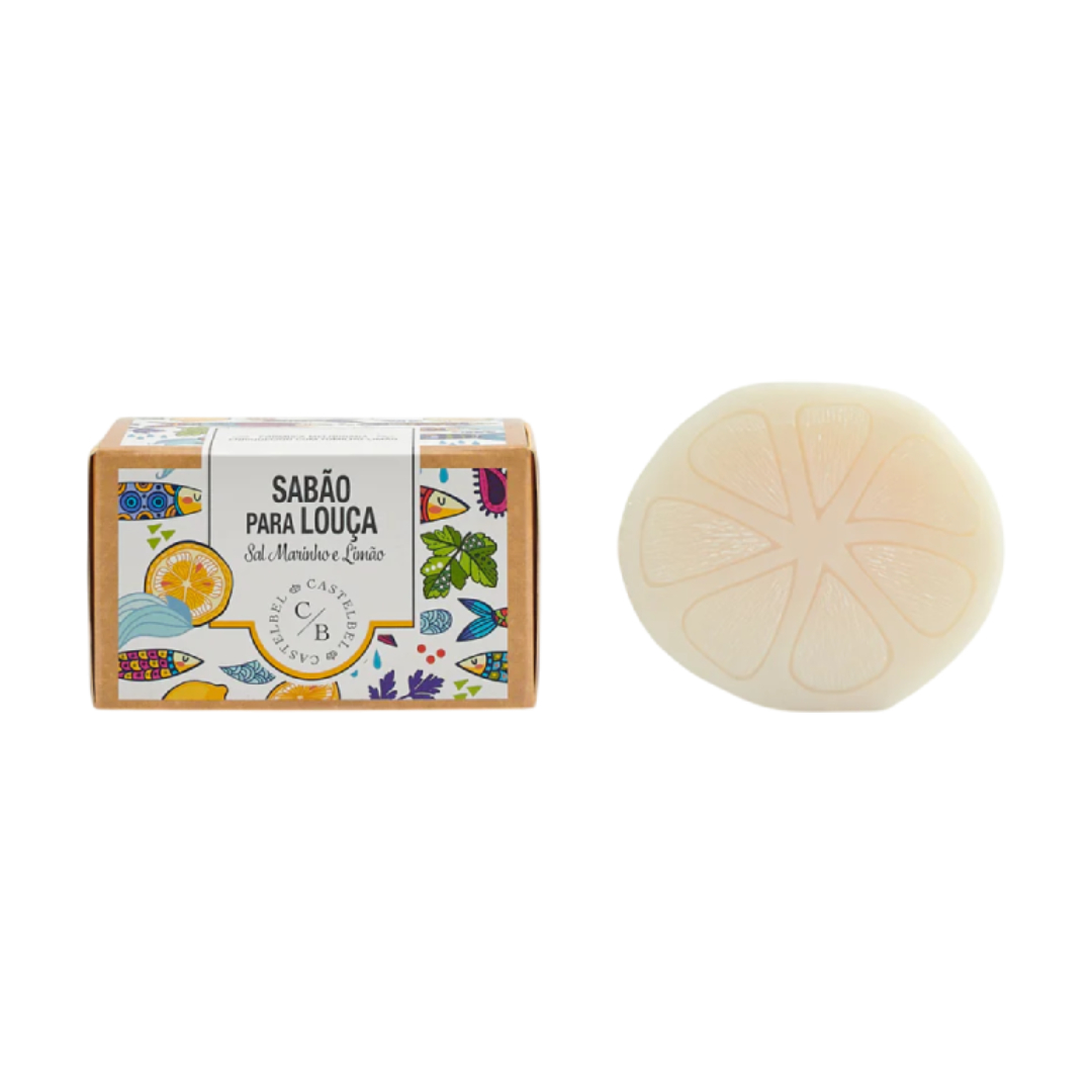 Castelbel - Sabão Sólido de Cozinha Sardinha Sabão para louça em barra formato de limão e embalagem com design colorido