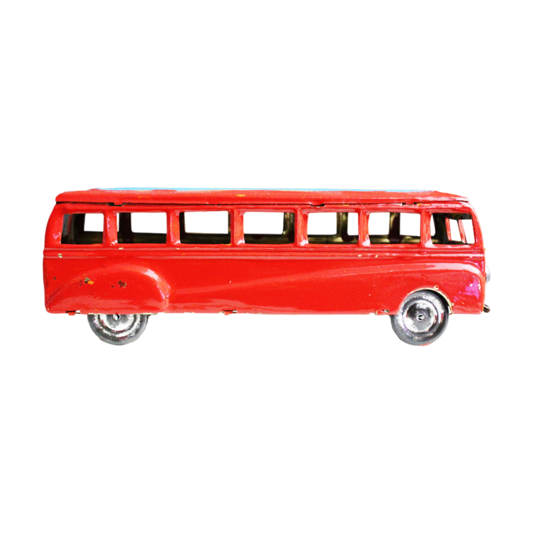 Artesana - Autocarro Artesanal de Chapa Miniatura de autocarro antigo vermelho com rodas prateadas