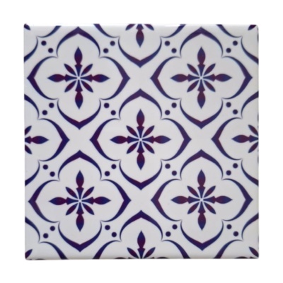 Azulejo quadrado cerâmico com padrão azul e branco