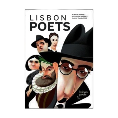 Capa do livro Lisbon Poets com ilustração de poetas