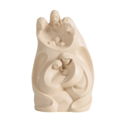 Escultura de presépio creme estilizada e abstrata