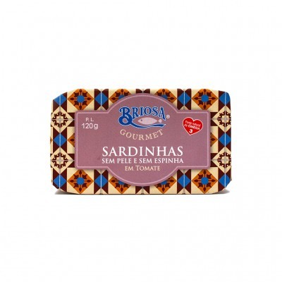 Lata de sardinhas 'Brioza Gourmet' em tomate com embalagem decorada