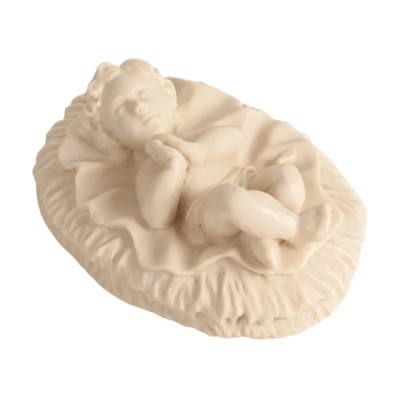 Estatueta creme de bebé dormindo em almofada cerâmica