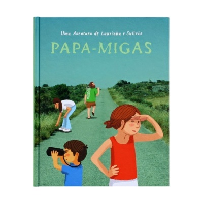 Capa de livro infantil com quatro personagens numa estrada rodeada de vegetação
