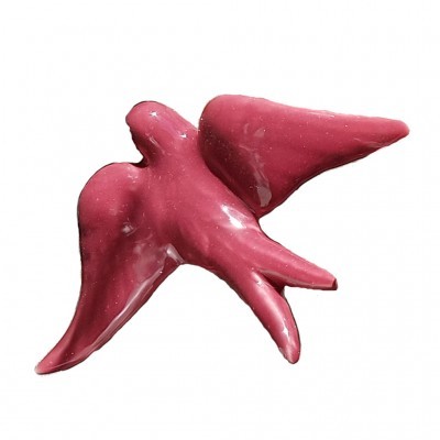 Escultura decorativa rosa de pássaro estilizado em cerâmica ou plástico