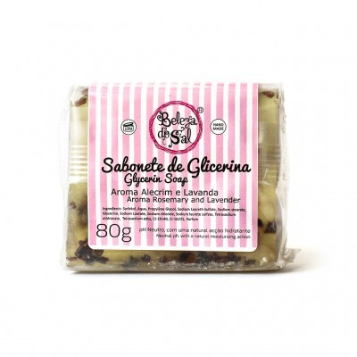 Sabonete de glicerina Beleza do Sal com embalagem rosa e branca