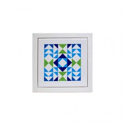 Quadro decorativo quadrado com padrão geométrico colorido