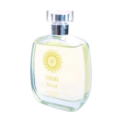 Frasco de perfume transparente com líquido amarelo e tampa prateada