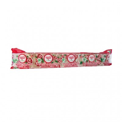 Pacote comprido de biscoitos Rosquinha Rosa em embalagem vermelha e branca