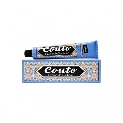 Creme de barbear Couto em tubo azul com caixa decorada