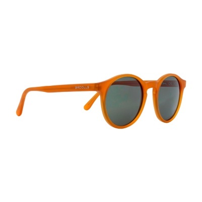Óculos de sol com armação laranja redonda e lentes escuras
