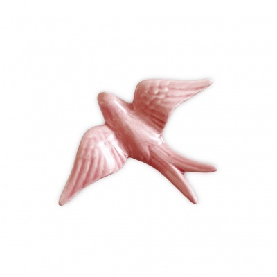 Pássaro decorativo de cerâmica rosa