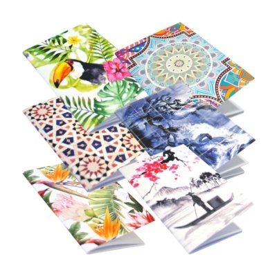 Set de cadernos coloridos com vários desenhos decorativos