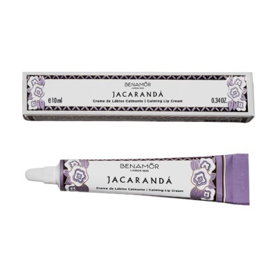 Creme de lábios calmante Benamôr Jacarandá com embalagem decorada