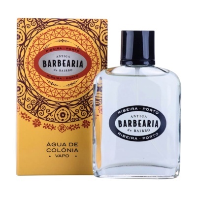 Frasco de água de colónia Antiga Barbearia de Bairro com embalagem amarela decorativa