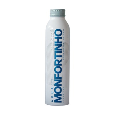 Garrafa metálica branca de água mineral Monfortinho