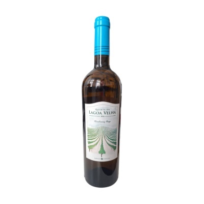 Garrafa de vinho branco Quinta da Lagoa Velha 2016 com cápsula azul