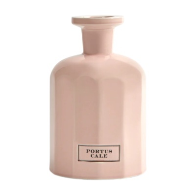 Frasco cerâmico rosa claro com etiqueta PORTUS CALE
