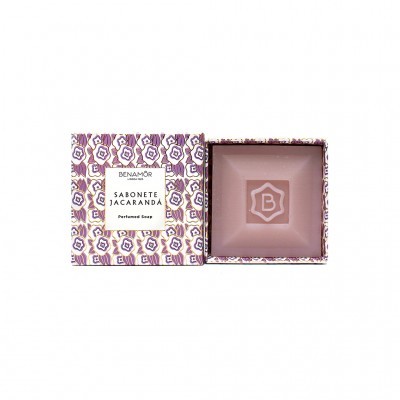 Sabonete Jacaranda da Benamôr em caixa decorativa roxa e branca