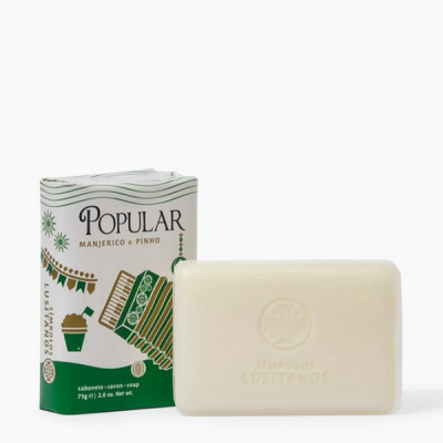 Sabonete Simplórios Lusitanos com embalagem popular manjerico e pinho