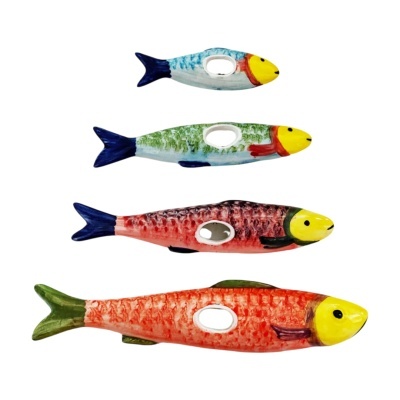 Garfo peixe cerâmica pintado à mão